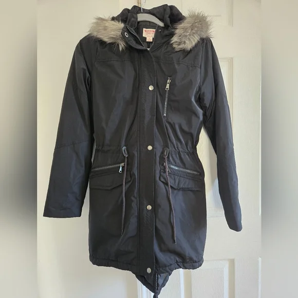 Mossimo Women's Black Parka Coat with Faux Fur Trim Size Small - Picture 1 of 8